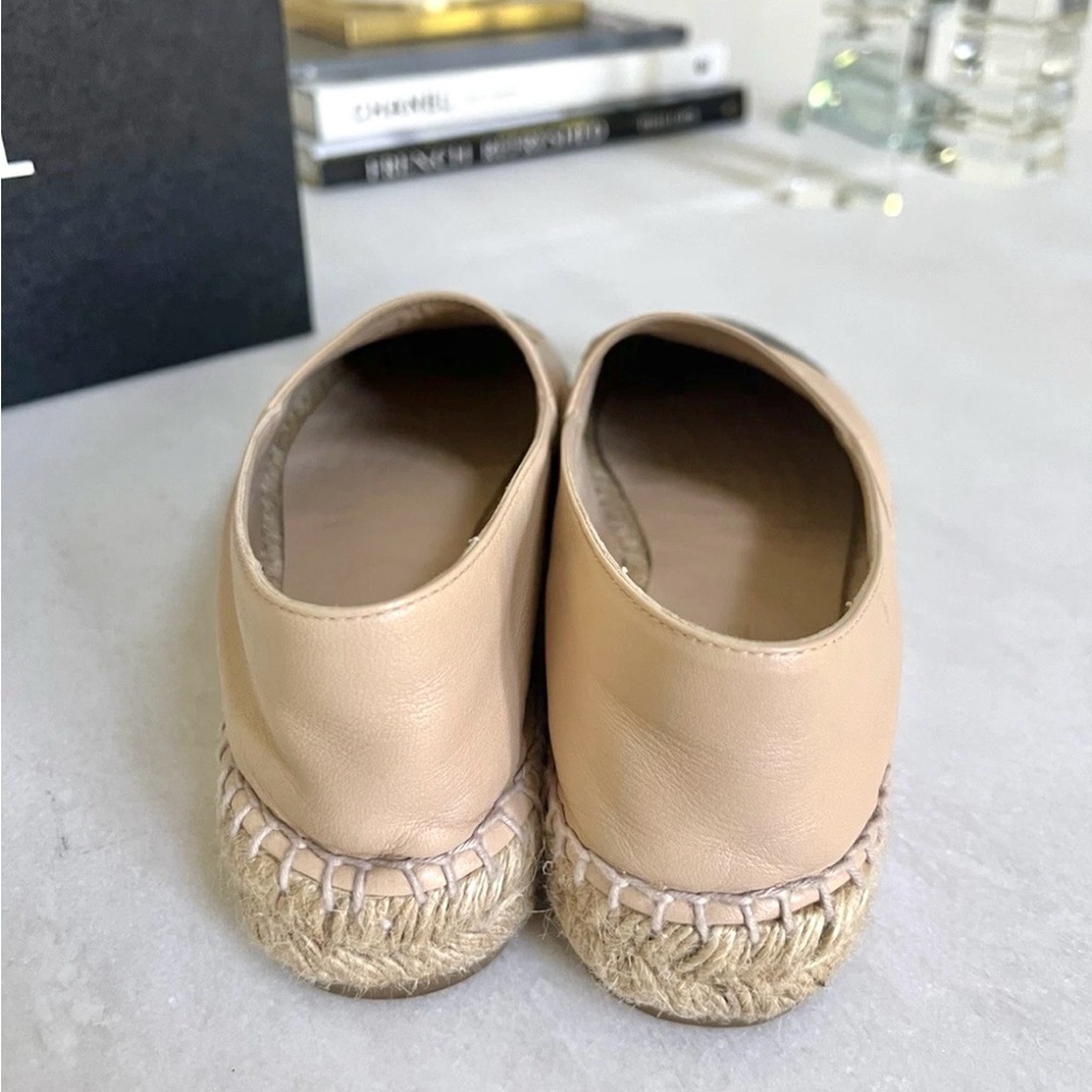 EUC! Chanel 38 Beige & Black Leather Espadrilles Original Box & Receipt - Picture 4 of 8